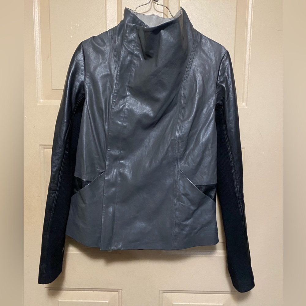 NWOT Vince Women’s Grey Lamb Leather Jacket - Picture 2 of 9